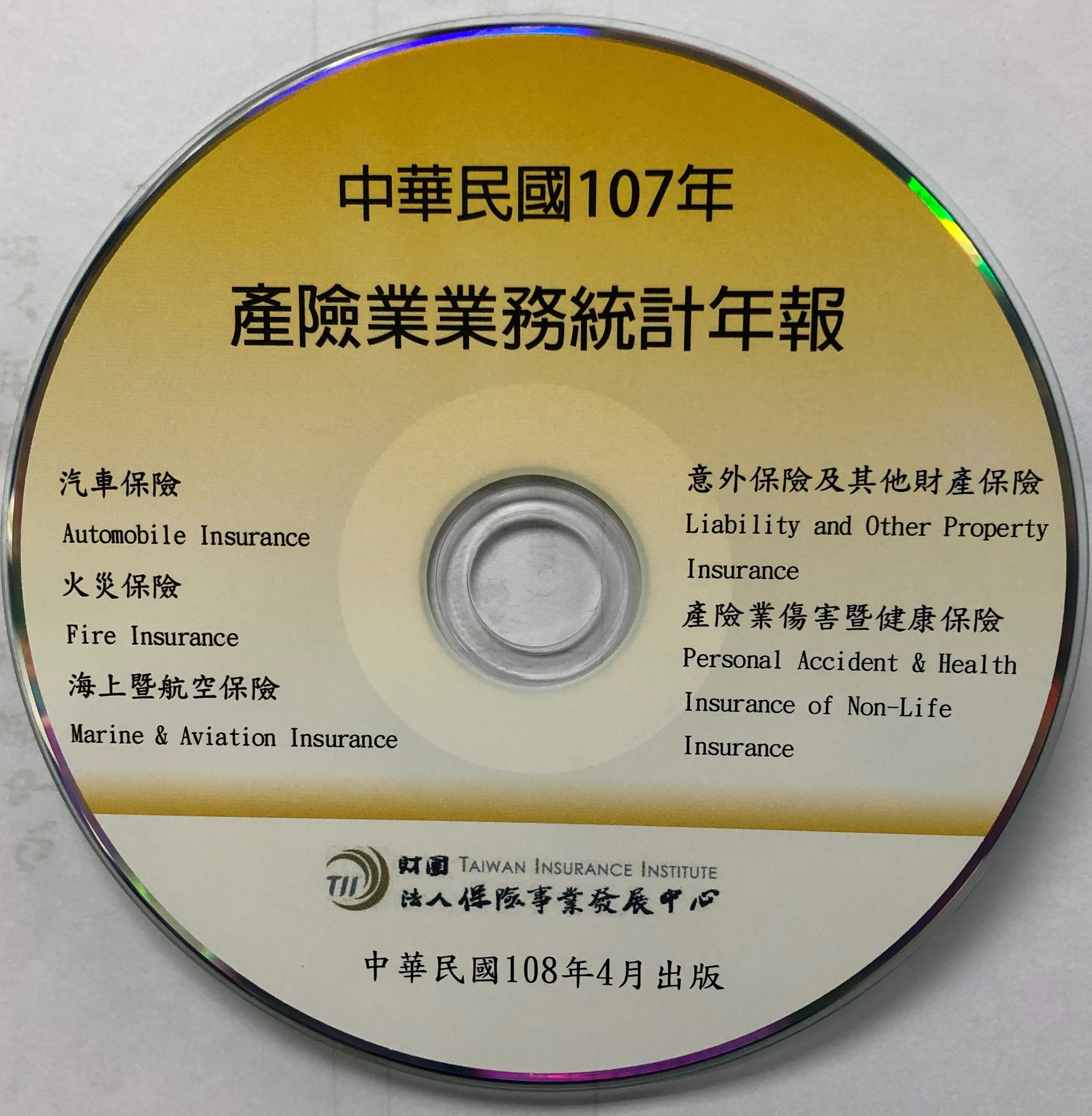 產險業業務統計年報(2018)光碟片