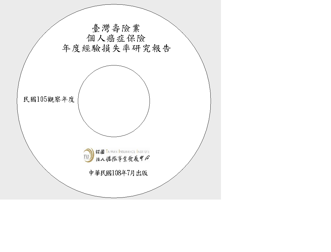 個人癌症保險年度經驗損失率研究報告(105觀察年度)光碟片