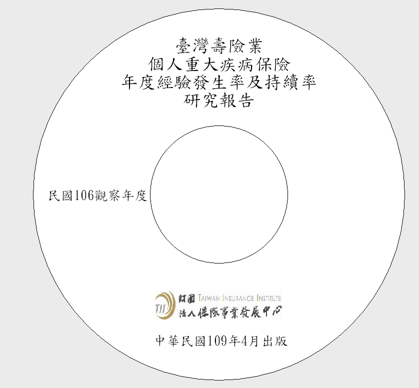 個人重大疾病保險發生率及持續率(106觀察年度光碟片)